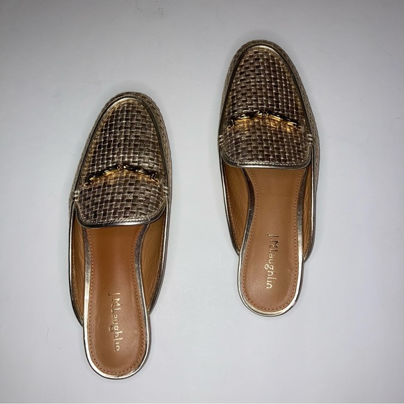 J. McLaughlin Shoes J Mclaughlin Domina Gold Woven Leather Mule 6 Poshmark